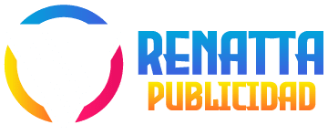 Logo colorido de Renatta Publicidad con un emblema circular que contiene un monograma RP, con elementos en azul, verde y amarillo que evocan identidad de la marca.