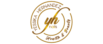Logo circular de GH Nails con el nombre Jessika Hernandez y la palabra nails, en tonos dorados y verde, diseñado para una marca de uñas.