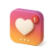 Ícono de notificación de Instagram con un corazón y un número uno en un fondo degradado de colores rosa y naranja.