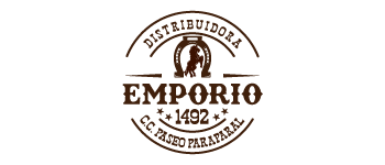 Logo de la Distribuidora Emporio 1492 con un diseño clásico en tonos marrones y un ícono de herradura.